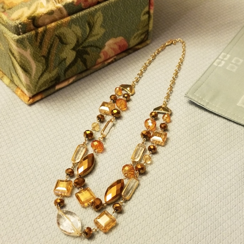 Gold & Bronze Colored Bead Necklace